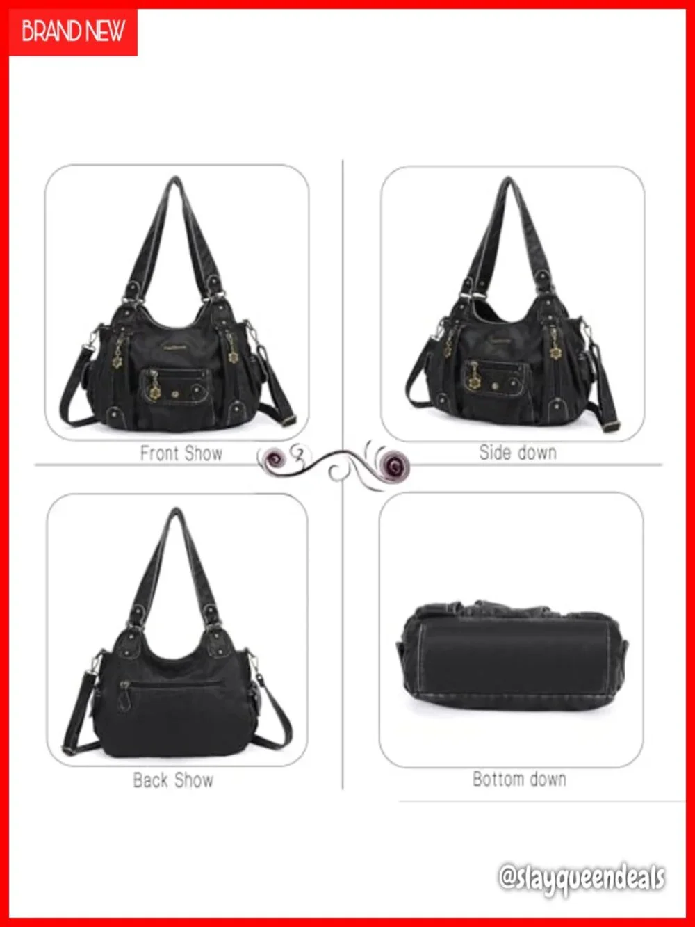 Soft PU Leather Hobo Shoulder Bag with Detachable Strap